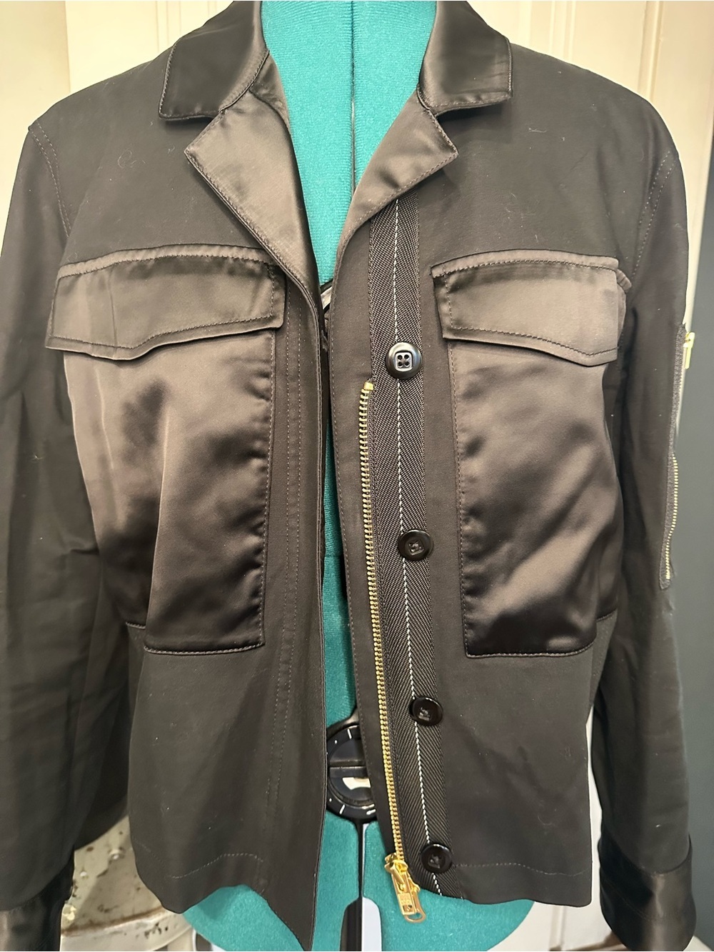 CAbi Black Utility Jacket with Satin Pocket Accents - Picture 9 of 13